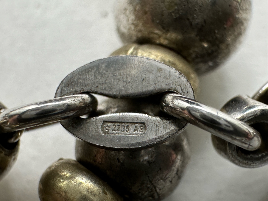 Sterling Silver Beaded 18' Necklace 21.6g [Photo 4]