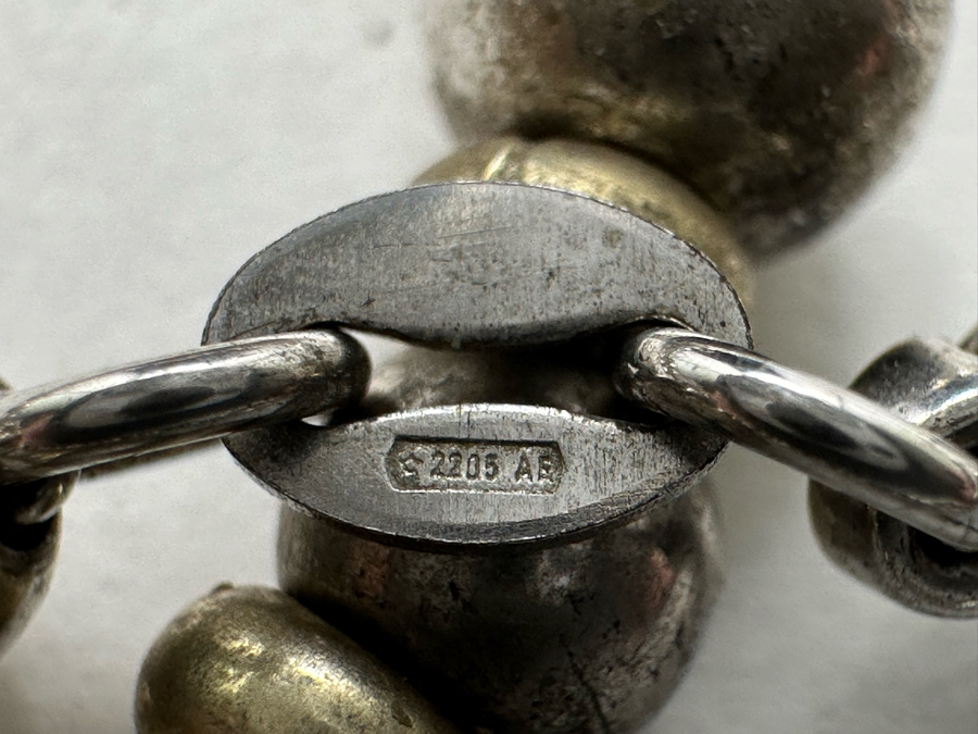 Sterling Silver Beaded 18' Necklace 21.6g [Photo 3]