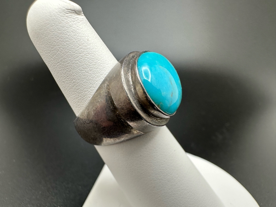 Vintage Sterling Silver Turquoise Ring Size 6 And Vintage Sterling Silver Ring Size 7 17.8g [Photo 4]