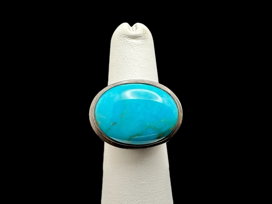 Vintage Sterling Silver Turquoise Ring Size 6 And Vintage Sterling Silver Ring Size 7 17.8g [Photo 2]
