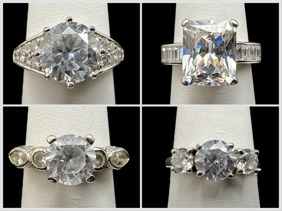 (4) Sterling Silver Rings 3: Size 6.5, 1: Size 9.5 16.3g [Photo 1]