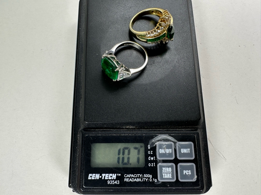 Pair Of Sterling Silver Rings Size 7 10.8g [Photo 14]