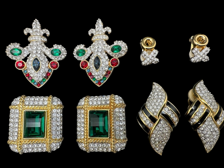 (4) Swarovski Crystal Clip-On Earrings [Photo 1]