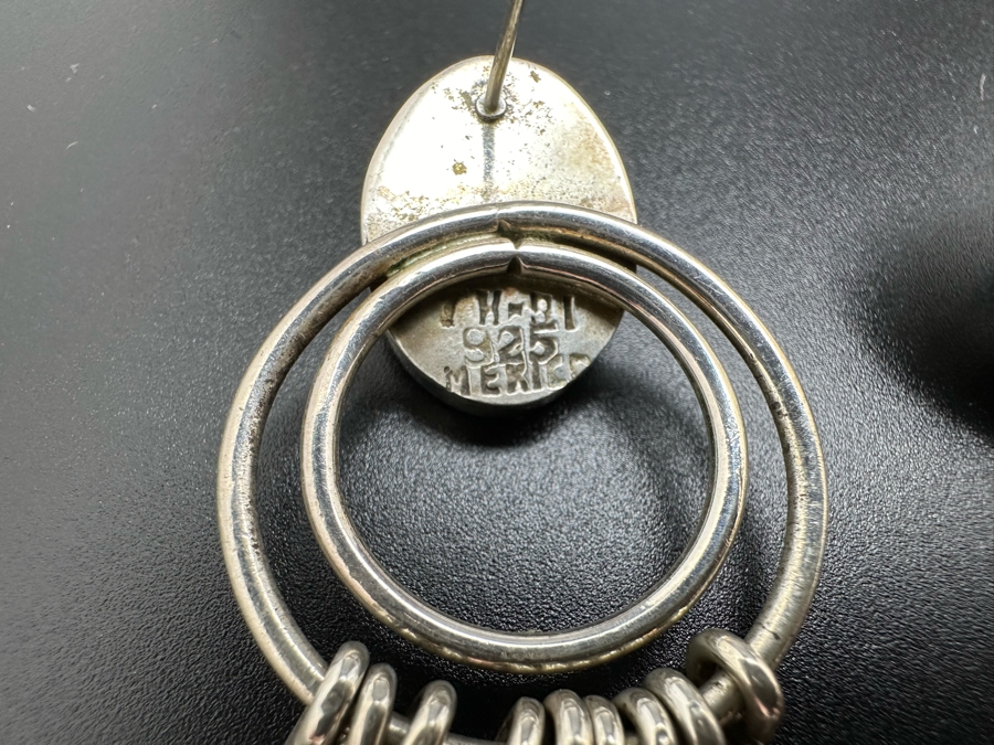 Sterling Silver Turquoise Pendant Brooch Pin And Sterling Silver Turquoise Earrings 29.1g [Photo 7]