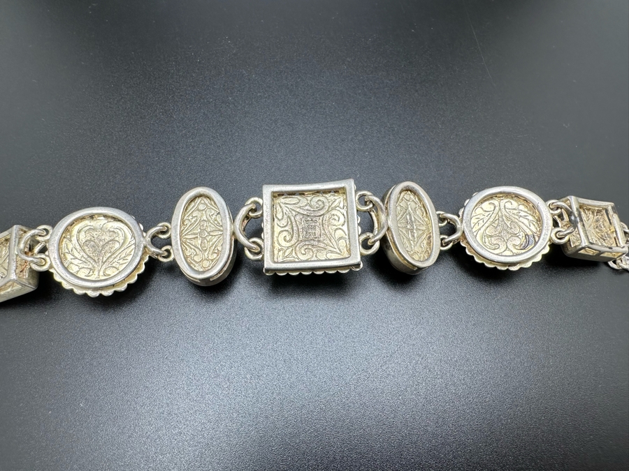 Sterling Silver 8' Bracelet With Stones 51.8g [Photo 6]