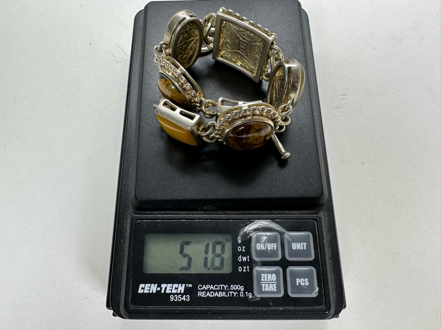 Sterling Silver 8' Bracelet With Stones 51.8g [Photo 9]