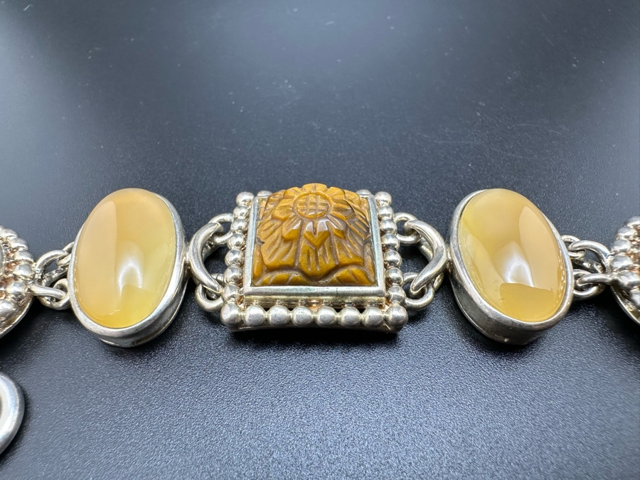 Sterling Silver 8' Bracelet With Stones 51.8g [Photo 5]