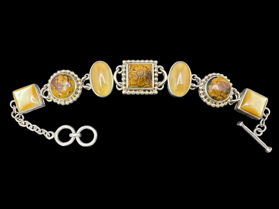 Sterling Silver 8' Bracelet With Stones 51.8g [Photo 1]