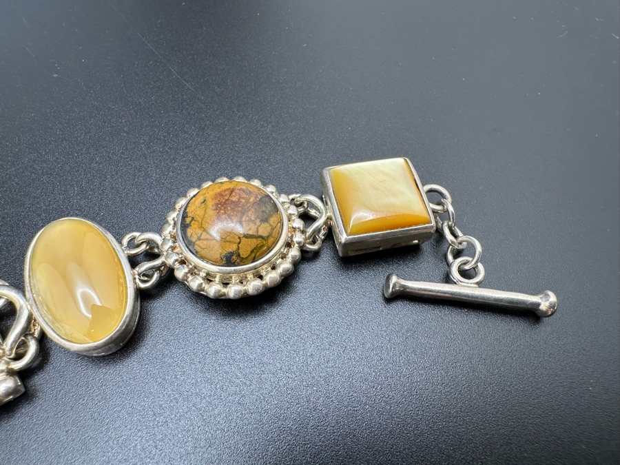 Sterling Silver 8' Bracelet With Stones 51.8g [Photo 4]