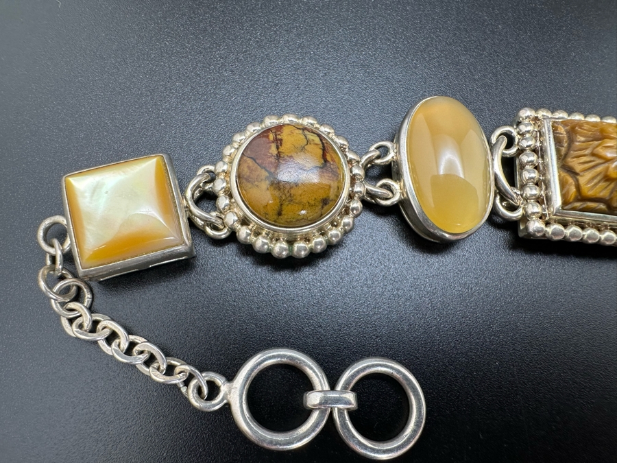 Sterling Silver 8' Bracelet With Stones 51.8g [Photo 3]