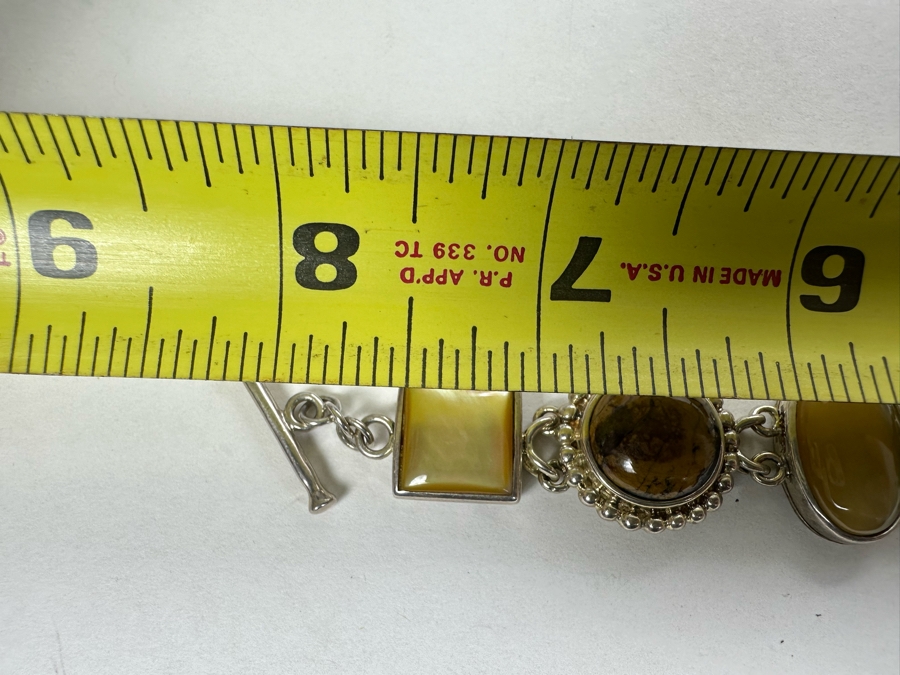 Sterling Silver 8' Bracelet With Stones 51.8g [Photo 8]