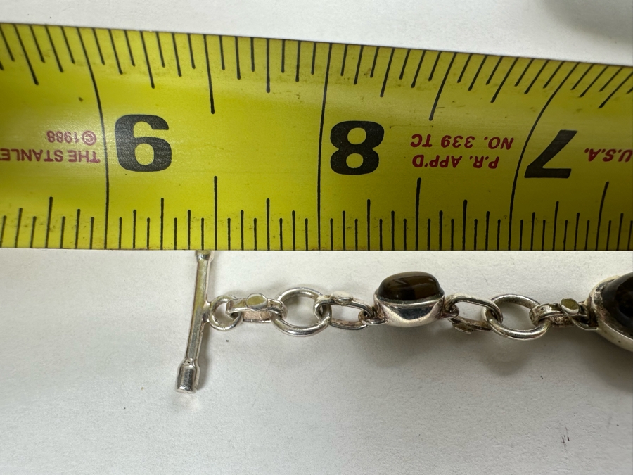 Vintage Sterling Silver Tiger Eye 8.5L Bracelet 23.1g [Photo 7]