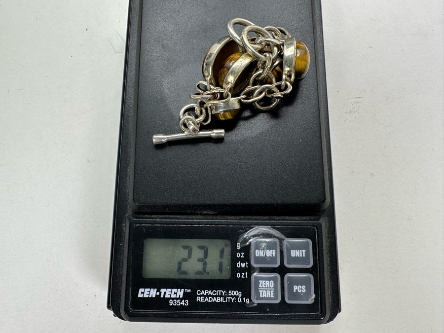 Vintage Sterling Silver Tiger Eye 8.5L Bracelet 23.1g [Photo 8]