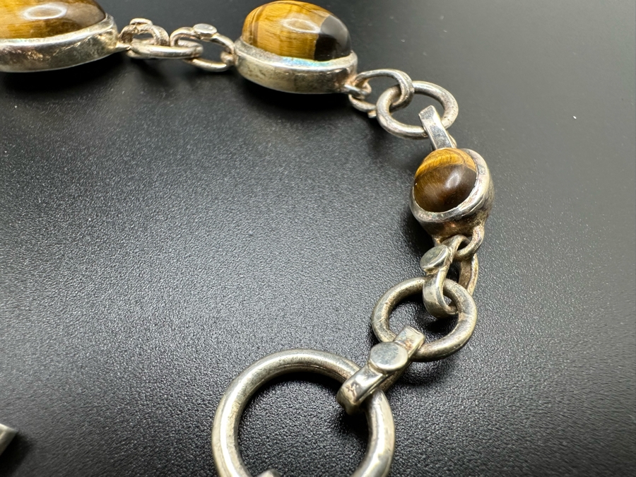 Vintage Sterling Silver Tiger Eye 8.5L Bracelet 23.1g [Photo 4]