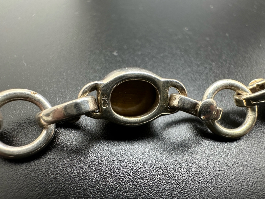 Vintage Sterling Silver Tiger Eye 8.5L Bracelet 23.1g [Photo 6]