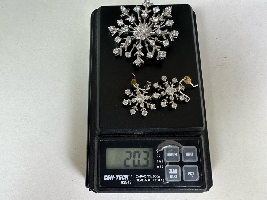 Sterling Silver Pendant / Brooch Pin With Matching Sterling Silver Earrings 20.3g [Photo 6]