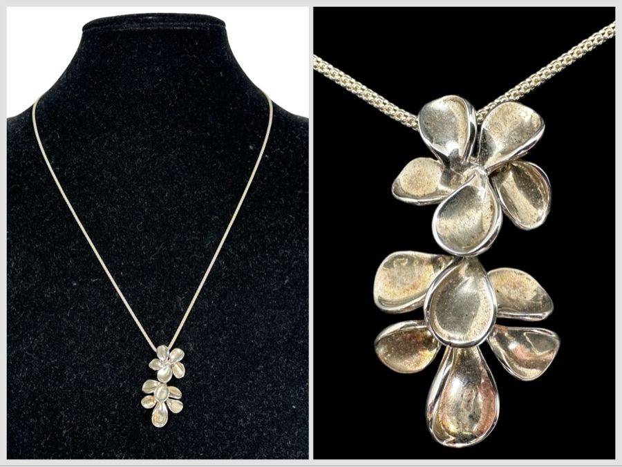Sterling Silver Pendant With Sterling Silver 24' Italian Necklace 9.6g [Photo 1]