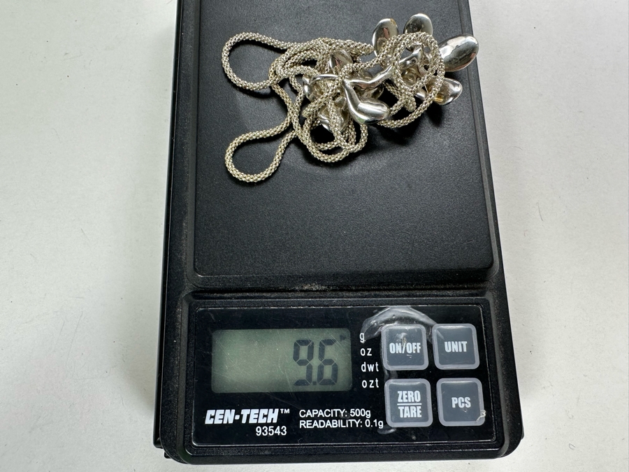 Sterling Silver Pendant With Sterling Silver 24' Italian Necklace 9.6g [Photo 8]