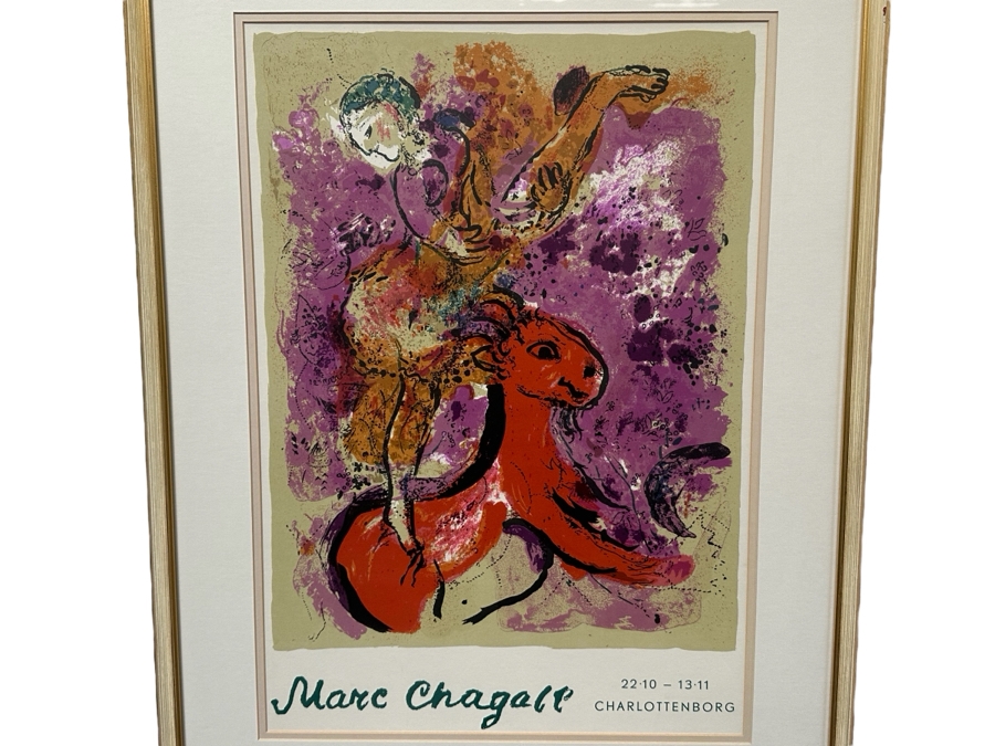 Marc Chagall Charlottenborg Exhibition Poster 1960 16 X 23 Framed 23 X 30