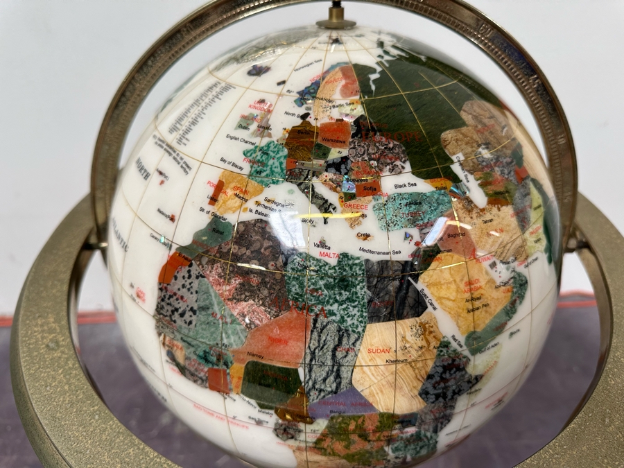 Inlaid Semi-Precious Stone Freestanding Globe 18W X 36H [Photo 3]
