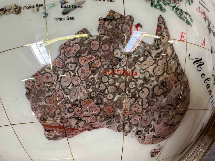 Inlaid Semi-Precious Stone Freestanding Globe 18W X 36H [Photo 5]