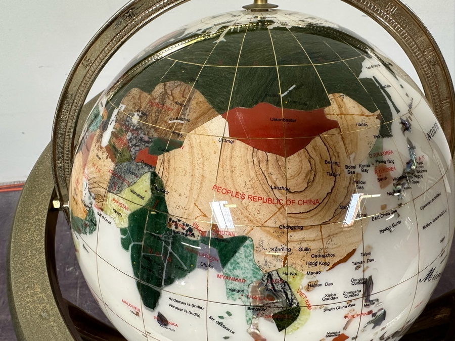 Inlaid Semi-Precious Stone Freestanding Globe 18W X 36H [Photo 6]