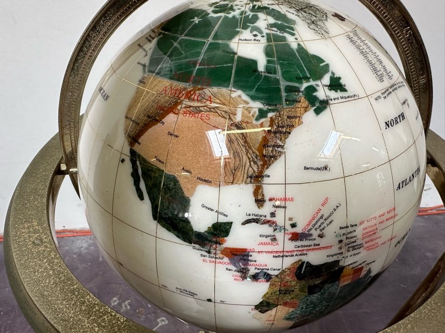 Inlaid Semi-Precious Stone Freestanding Globe 18W X 36H [Photo 7]