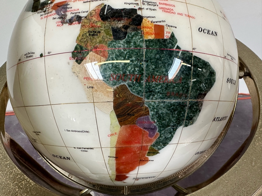Inlaid Semi-Precious Stone Freestanding Globe 18W X 36H [Photo 8]