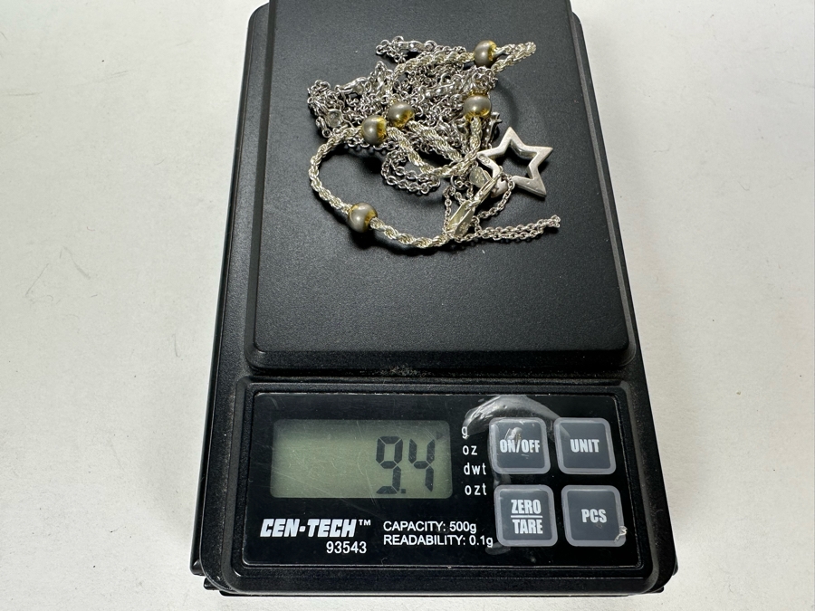 Sterling Silver 23' Necklace And Pair Of Sterling Silver Bracelets 9.4g [Photo 6]