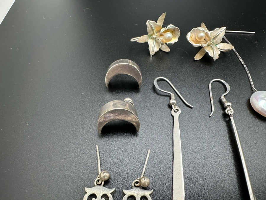 Ten Pairs Of Sterling Silver Earrings 28.3g [Photo 3]