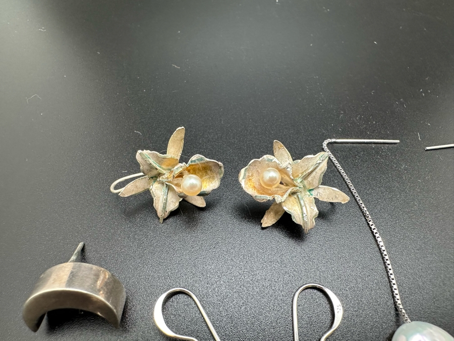 Ten Pairs Of Sterling Silver Earrings 28.3g [Photo 8]