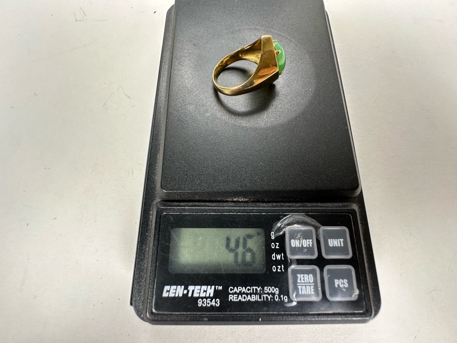 14K Gold Jade 11mm X 7mm  Ring Size 6.5 4.6g Estimated Value $650 [Photo 9]