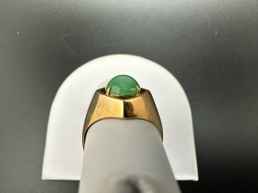 14K Gold Jade 11mm X 7mm  Ring Size 6.5 4.6g Estimated Value $650 [Photo 4]