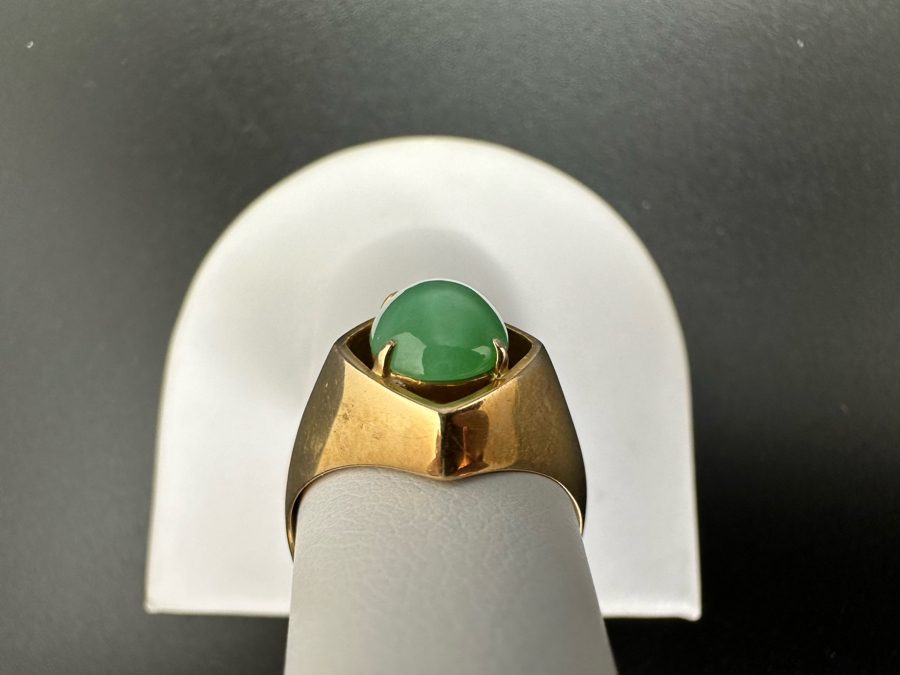 14K Gold Jade 11mm X 7mm  Ring Size 6.5 4.6g Estimated Value $650 [Photo 5]