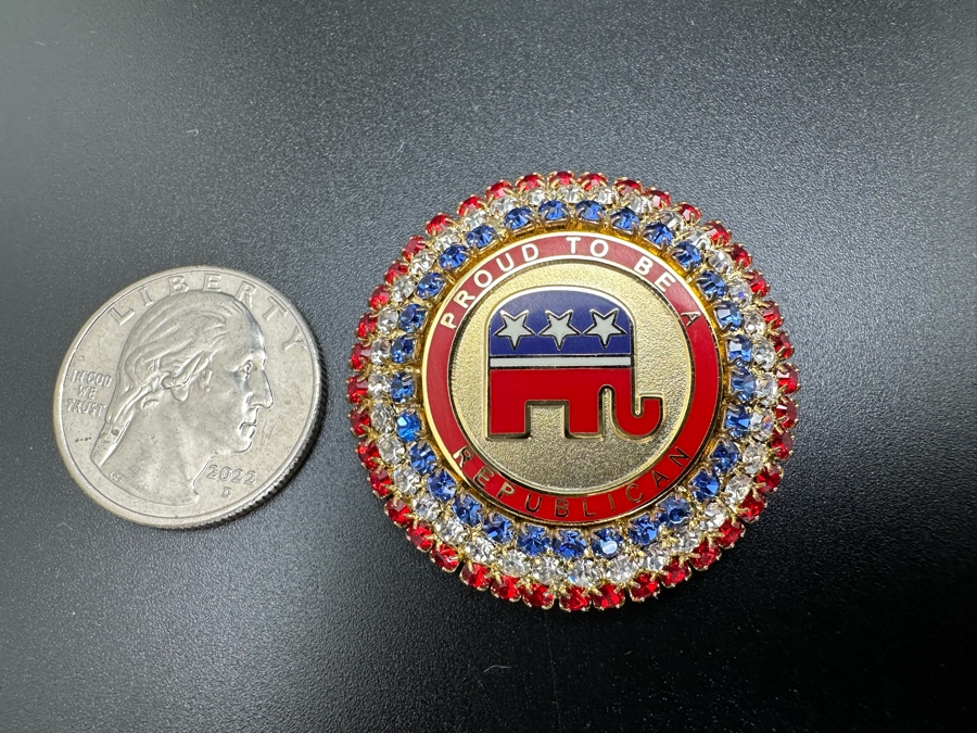 Proud To Be A Republican Crystal Brooch Pin [Photo 4]