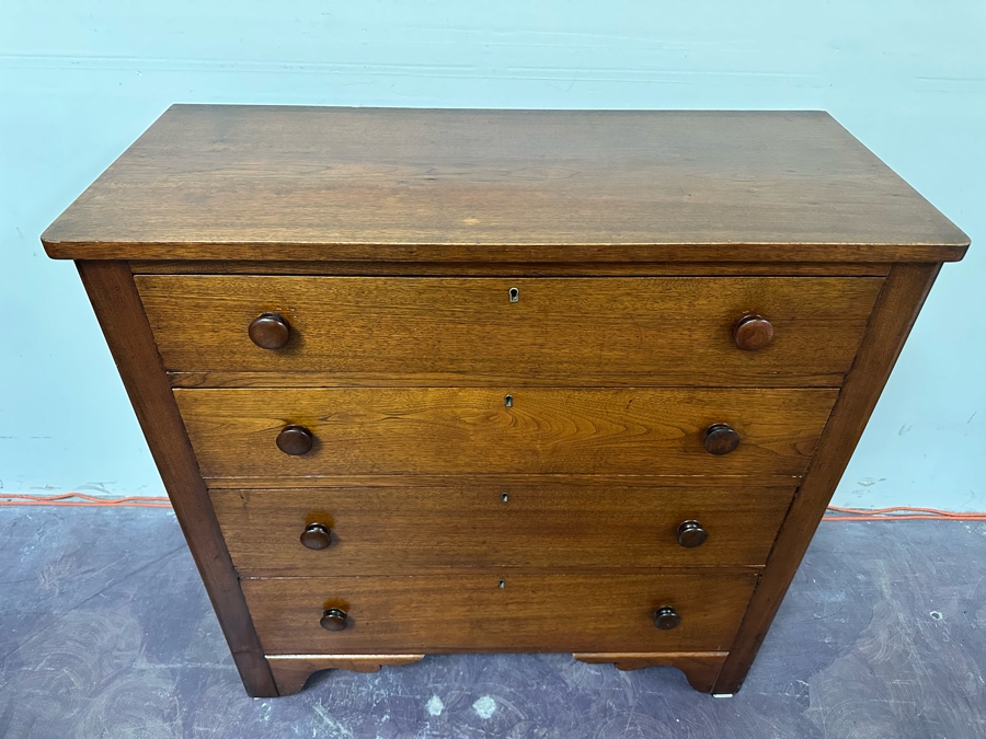JUST ADDED - Antique Wooden 4-Drawer Chest Of Drawers Dresser 43W X 19D X 43H [Photo 3]