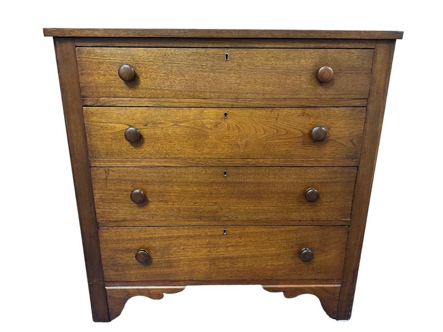 JUST ADDED - Antique Wooden 4-Drawer Chest Of Drawers Dresser 43W X 19D X 43H [Photo 1]