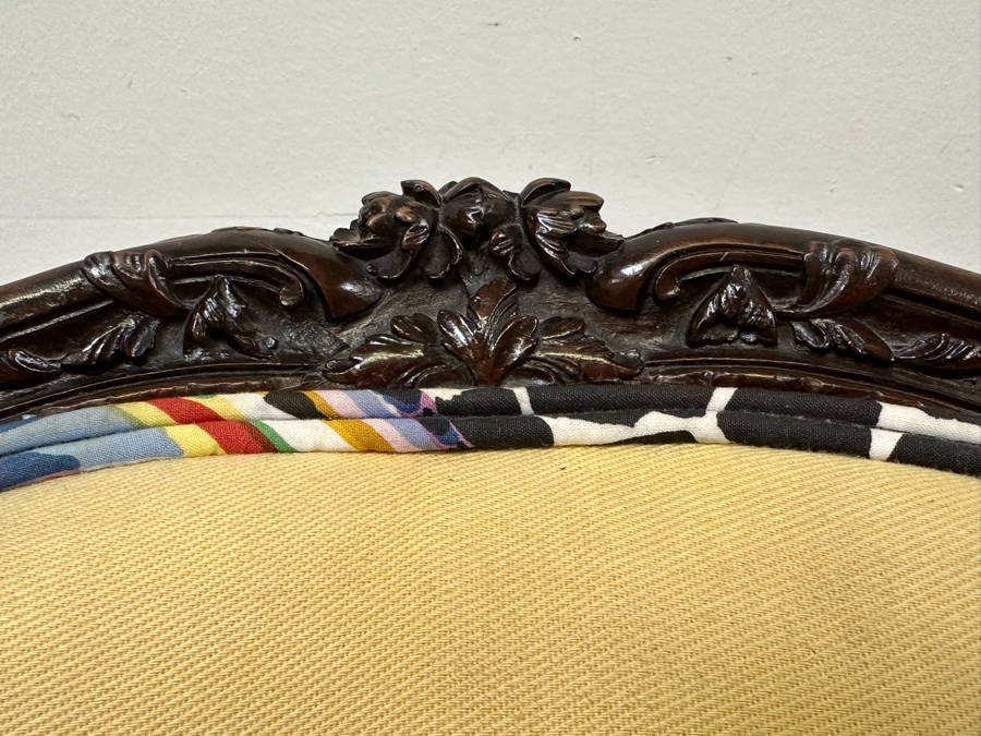 JUST ADDED - Pair Of Carved Wooden Side Accent Chairs 19.5W X 20D X 34H [Photo 4]