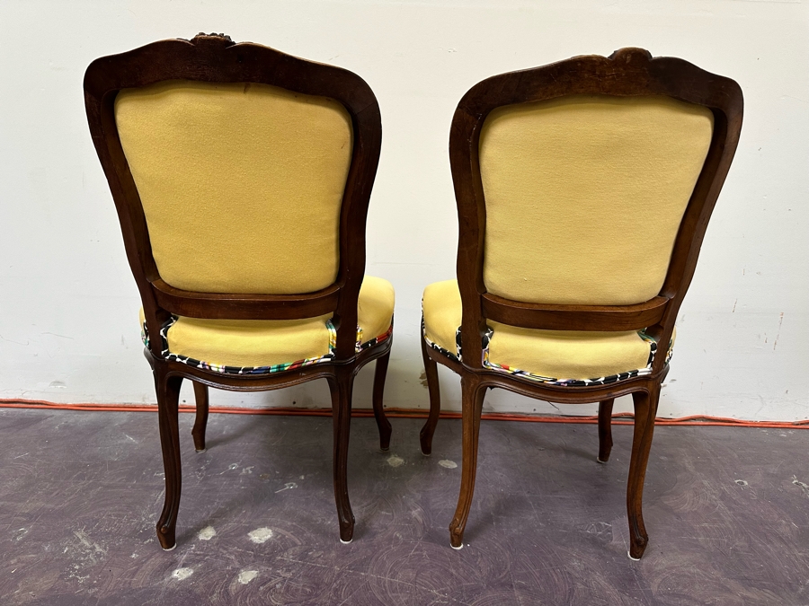 JUST ADDED - Pair Of Carved Wooden Side Accent Chairs 19.5W X 20D X 34H [Photo 7]