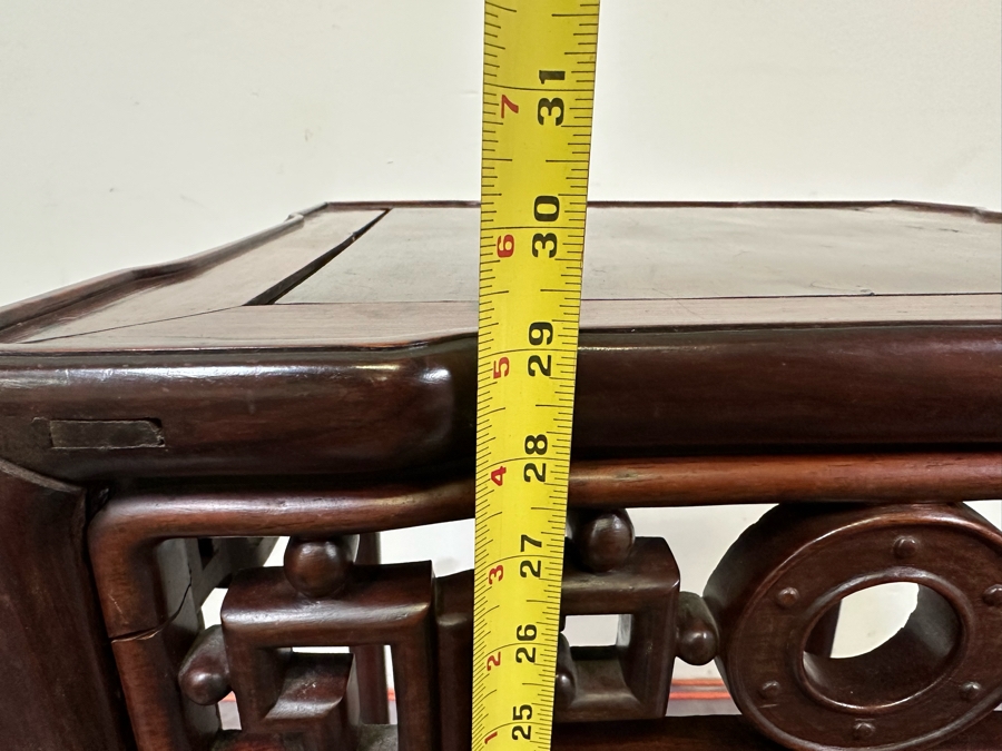 JUST ADDED - Vintage Chinese Rosewood Fern Stand That Has Been Cut Down As A Side Table 19W X 19D X 29H [Photo 17]