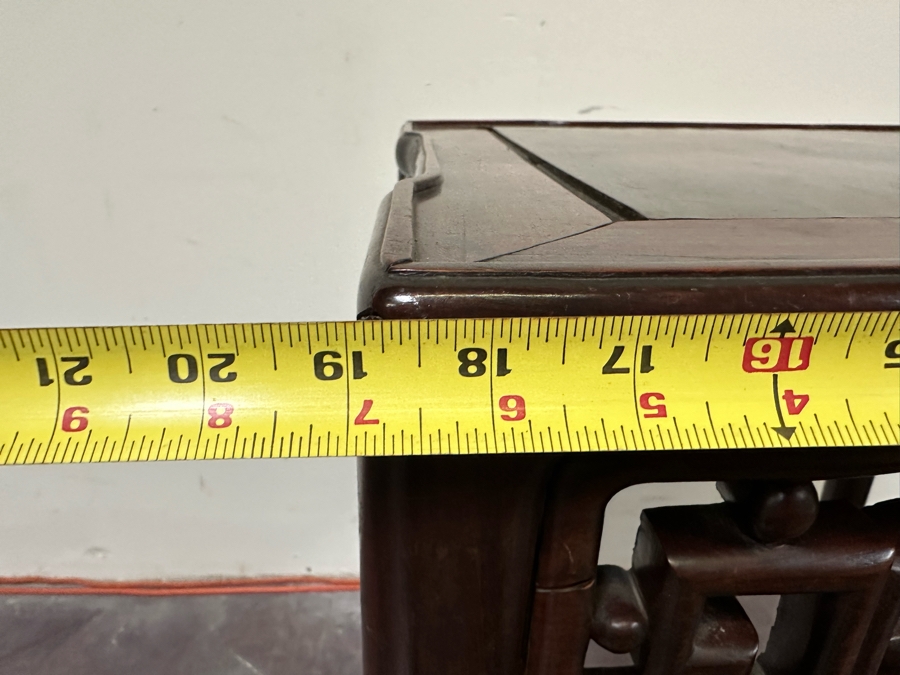 JUST ADDED - Vintage Chinese Rosewood Fern Stand That Has Been Cut Down As A Side Table 19W X 19D X 29H [Photo 15]