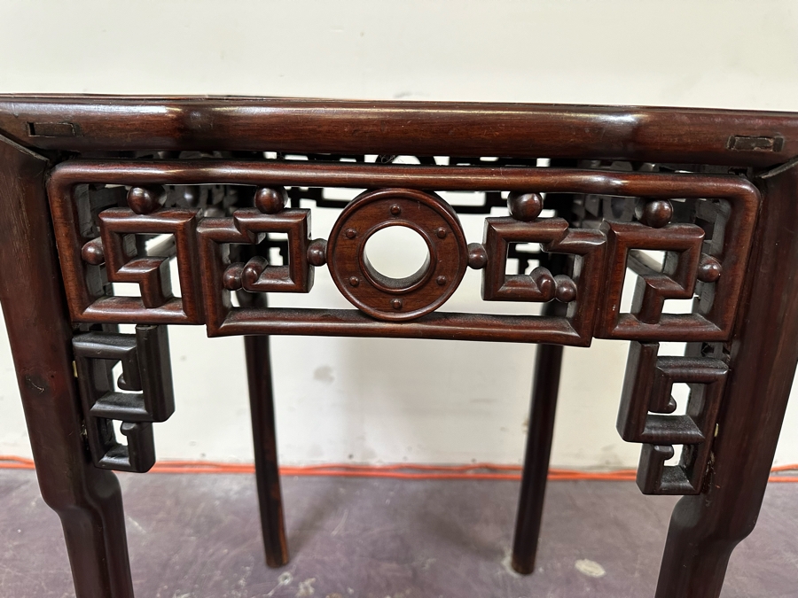 JUST ADDED - Vintage Chinese Rosewood Fern Stand That Has Been Cut Down As A Side Table 19W X 19D X 29H [Photo 8]