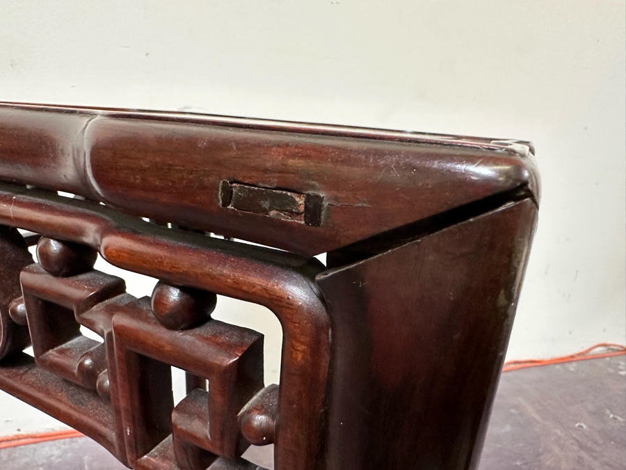 JUST ADDED - Vintage Chinese Rosewood Fern Stand That Has Been Cut Down As A Side Table 19W X 19D X 29H [Photo 11]