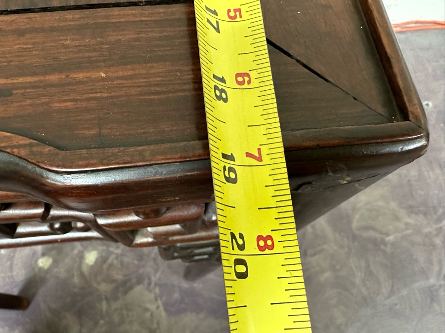 JUST ADDED - Vintage Chinese Rosewood Fern Stand That Has Been Cut Down As A Side Table 19W X 19D X 29H [Photo 16]