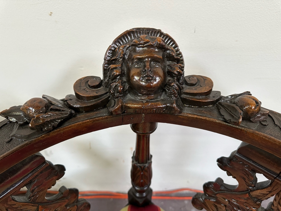 Italian Renaissance Revival Carved Wooden Settee Sofa 58W X 24D, Corner Chair 27W And Side Chair [Photo 19]