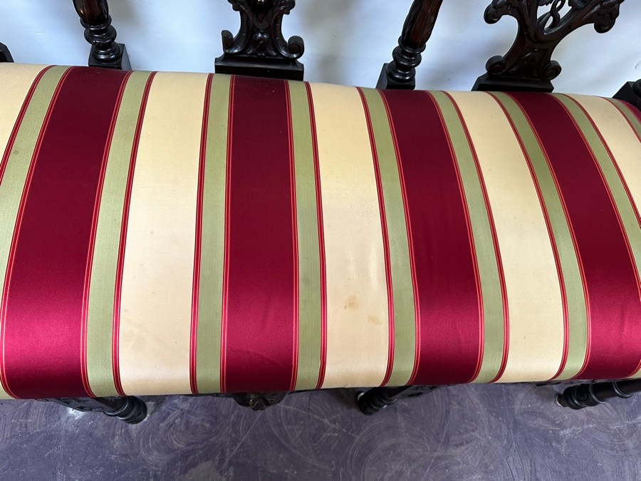 Italian Renaissance Revival Carved Wooden Settee Sofa 58W X 24D, Corner Chair 27W And Side Chair [Photo 40]