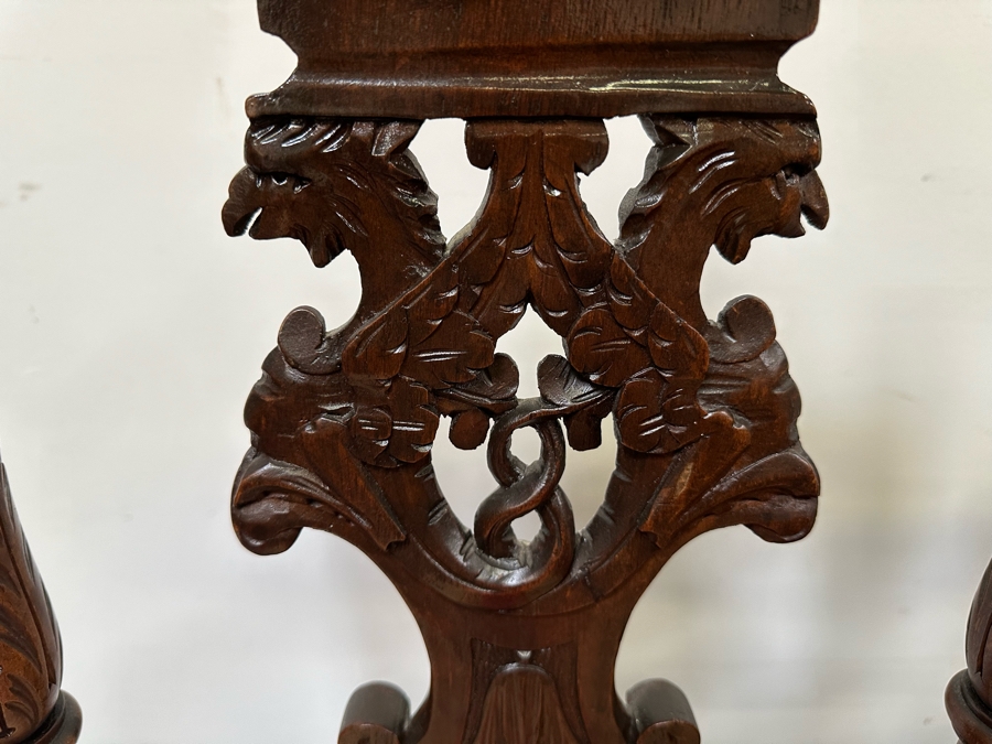 Italian Renaissance Revival Carved Wooden Settee Sofa 58W X 24D, Corner Chair 27W And Side Chair [Photo 30]