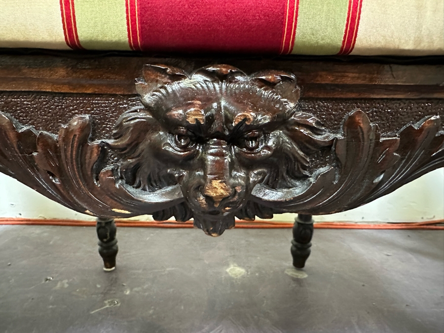 Italian Renaissance Revival Carved Wooden Settee Sofa 58W X 24D, Corner Chair 27W And Side Chair [Photo 5]