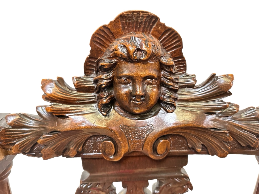 Italian Renaissance Revival Carved Wooden Settee Sofa 58W X 24D, Corner Chair 27W And Side Chair [Photo 3]