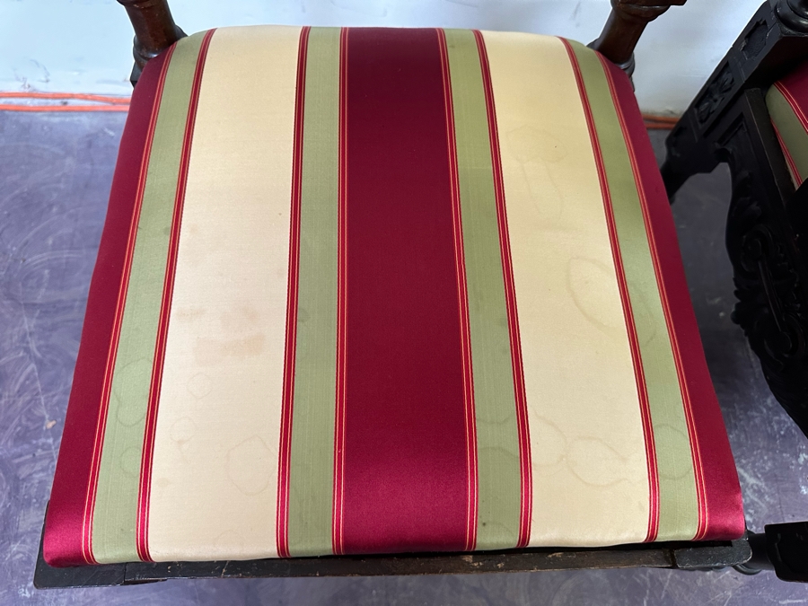 Italian Renaissance Revival Carved Wooden Settee Sofa 58W X 24D, Corner Chair 27W And Side Chair [Photo 39]